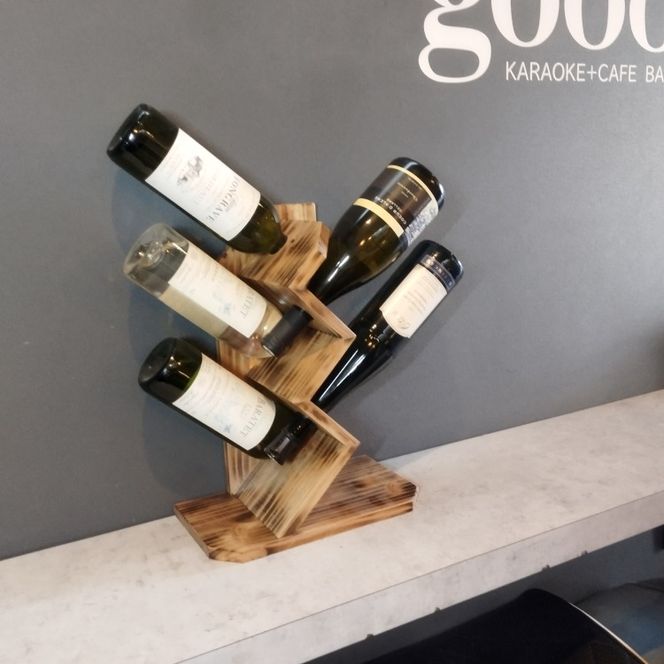 木製ワインラック ～波状型スタンド～（5本立て型）