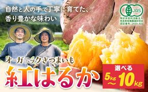 有機JAS認定 紅はるか 選べる 5kg 10kg 農園ベルの樹《12月上旬-3月下旬頃出荷》熊本県 南阿蘇村 さつまいも オーガニック 有機栽培 薩摩芋---sms_blkbhk_12j3g_r7_11500_5kg---