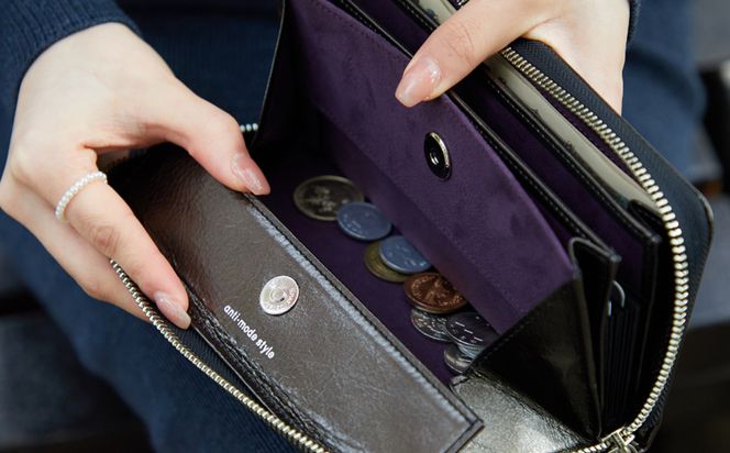 豊岡財布 anti-mode style Shimmer Chic RF Wallet AW900 / ノクターンBK / ラウンドファスナーロングウォレット 長財布 牛革 シンプル 財布 サイフ さいふ アンチモード スタイル シマー シック 木和田正昭商店