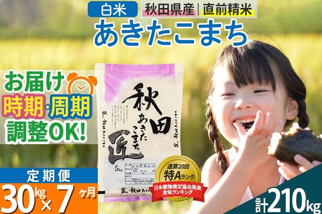 【白米】＜令和8年産 新米予約＞ 《定期便7ヶ月》秋田県産 あきたこまち 30kg (5kg×6袋)×7回 30キロ お米 匠 |02_snk-011007