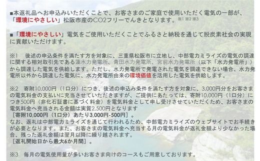 松阪市産CO2フリーでんき10,000円コース【1-422】