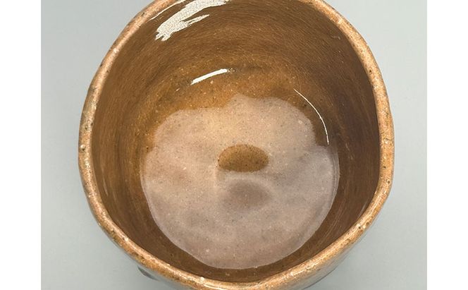 虫明焼 灰釉荒土ヘラ目茶碗(黒井千左 作) 工芸品 食器 茶碗 お茶碗