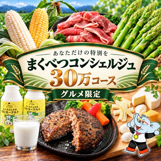 【グルメ満喫】あなただけの特別を まくべつコンシェルジュ　返礼品おまかせ 30万 グルメ限定コース [ 幕別町役場 定期便 ギフト 贈答 おまかせ おすすめ よつ葉 豚肉 ハンバーグ 詰め合わせ ]