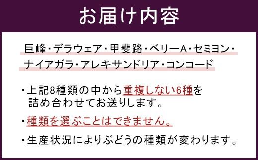 幸田町産ぶどう使用（無添加、無糖、無加水）100％ジュース 多種類 6本詰め合わせ 180ml×6本 合計1080ml ｜ ぶどうジュース 葡萄ジュース 巨峰 デラウェア 甲斐路 ベリーA セミヨン ナイアガラ アレキサンドリア コンコード 種ぶどう 愛知県 幸田町