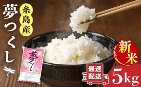 【年内発送】【令和7年産新米】  糸島産 夢つくし 5kg 糸島市 / 三島商店 [AIM001] 米 白米
