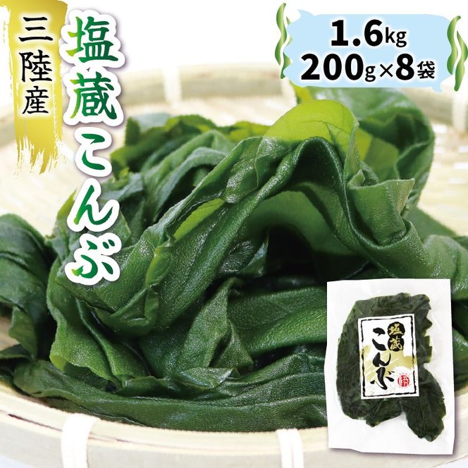 塩蔵こんぶ1.6kg 200g×8袋 昆布 こんぶ 昆布 コンブ 出汁 ダシ 和食 煮物 おでん 海藻 海産物 三陸 国産 岩手県 国産 味噌汁 ごはん 夕飯 おかず サラダ 大船渡 三陸 岩手県 国産 [56500359_1]