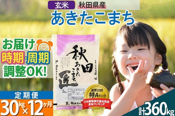 【玄米】＜令和8年産 新米予約＞ 《定期便12ヶ月》秋田県産 あきたこまち 30kg (5kg×6袋)×12回 30キロ お米 匠 |02_snk-021012