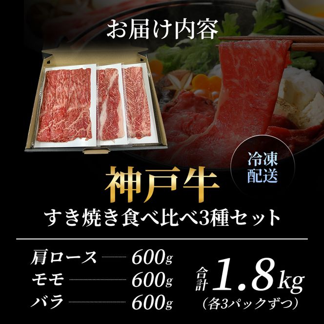 神戸牛 福袋 すき焼き 食べ比べ 計1.8kg 肩ロース もも バラ