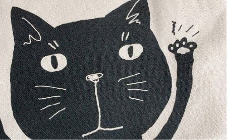 キャンパス 地 トート バッグ 「 Black Cat 」 《糸島》【のび工房】 【いとしまごころ】[ADZ002] エコバッグ 猫 三毛猫 ぶち猫 かわいい 糸島