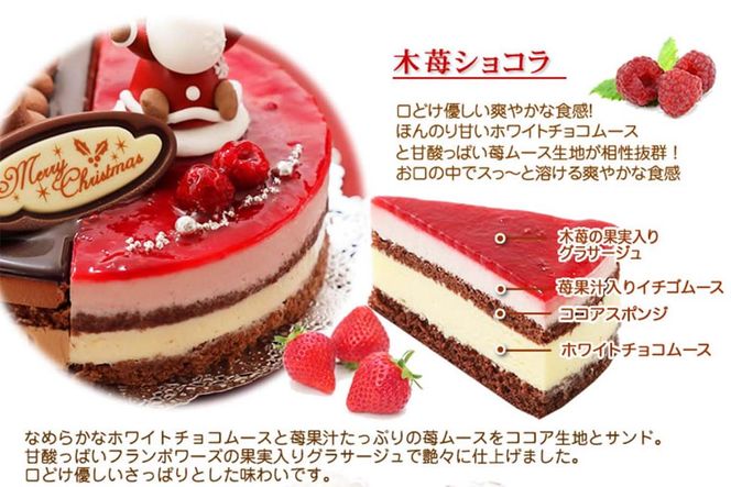 ＜ 12月20～24日にお届け ＞ 北海道・新ひだか町のクリスマスケーキ『ダブルショコラ』２つの味わい♪チョコレートケーキ【お届け予定：12/20～12/24】冷凍発送 ＜ 予約受付 ＞