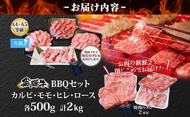 焼肉マルイ 串付き 飛騨牛BBQセット 約2kg 焼肉 串焼き BBQ セット カルビ ヒレ肉 モモ肉 ロース肉 お肉 肉 お家で簡単 本格 国産 国産牛 牛 牛肉 和牛 秘伝のたれ タレ付き 焼くだけ簡単 お取り寄せグルメ 送料無料 岐阜県 安八町