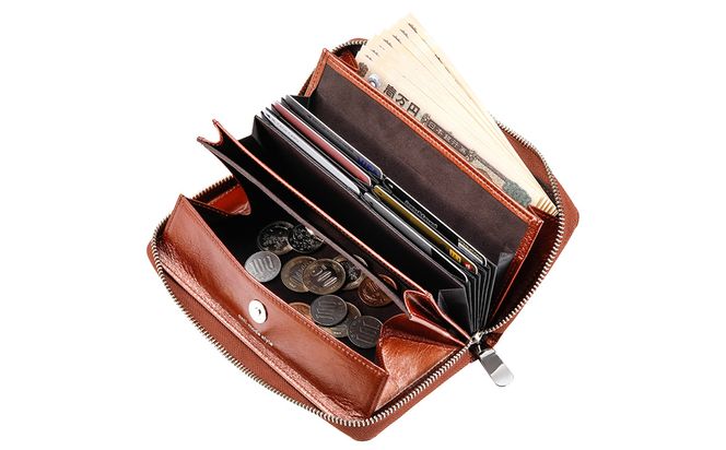 豊岡財布 anti-mode style Shimmer Chic RF Wallet AW900 / テラコッタBR / ラウンドファスナーロングウォレット 長財布 牛革 シンプル 財布 サイフ さいふ アンチモード スタイル シマー シック 木和田正昭商店