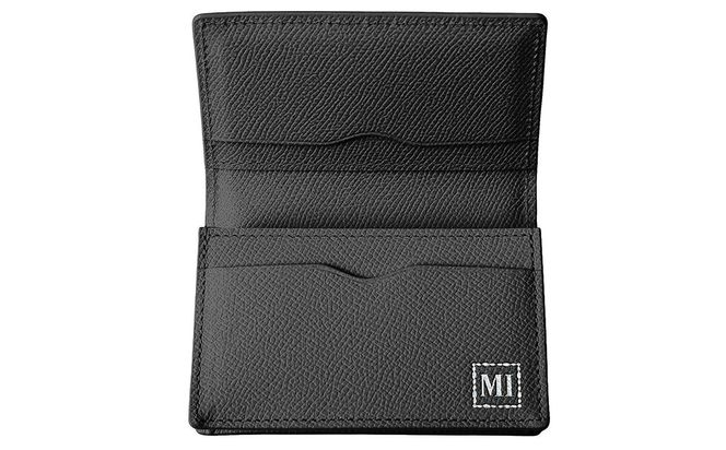 豊岡財布 本革名刺入れ 角シボ型押しカーフ ブラック WMS01NC / 名刺入れ 名刺ケース マチあり メンズ レディース 本革 革 牛革 革小物 シンプル デザイン 無地 マスミ鞄嚢