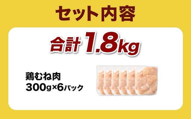 ＜宮崎県産若鶏ムネ切身 1.8kg （300g×6袋）>翌月末迄に順次出荷【c1520_kf】 鶏肉 肉 お肉 ムネ むね肉 ムネ肉 若鶏 鶏むね肉 チキン 冷凍 九州産 国産 宮崎県 高鍋町