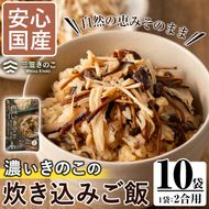 国産のえのきやきのこ使用！濃いきのこの炊き込みご飯の素(2合用×10袋) 国産 だし醤油 きのこご飯 椎茸 しいたけ 【三笠えのき茸生産組合】akn010-17