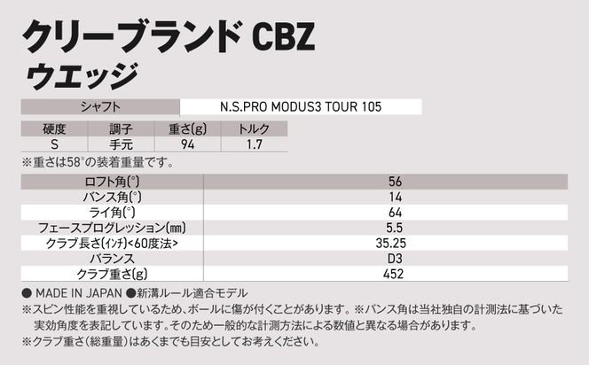 CBZ ウエッジ N.S.PRO MODUS3 TOUR 105 スチールシャフト 56度《2025年モデル》_GJ-C702-mo56
