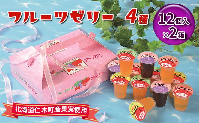 【2箱】フルーツゼリー 全24個（北海道仁木町産果実使用）ゼリー ブドウ ぶどう リンゴ りんご おやつ おかし スイーツ フルーツ 果物 [JA新おたる]