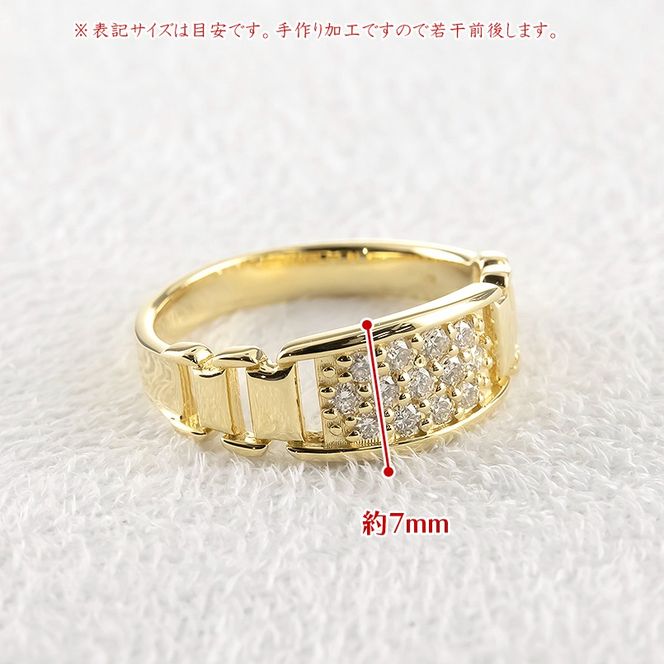 18金 リング ダイヤ K18 レディース ゴールド 18k 指輪 バンド 大ぶり 幅広 ダイヤモンド 0.27ct イエローゴールドK18 人気 ピンキーリング 婚約指輪 ジュエリー シンプル 誕生日 プレゼント 普段使い おしゃれ240909hy201y SWAA217