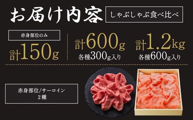 A5 A4 ランク 黒毛和牛しゃぶしゃぶ食べ比べセット 選べる内容量 150g 600g 1.2kg 《45日以内に順次出荷(土日祝除く)》熊本県 大津町 和牛焼肉LIEBE しゃぶしゃぶ 冷蔵 リーベ サーロイン 赤身 ---so_cliebesyt_45d_r7_15000_150g---