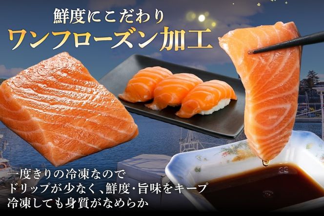 サーモン ノルウェー産 アトランティックサーモン 総重量 1kg (正味重量850g) [カネダイ 宮城県 気仙沼市 20565509] 魚 魚介類 サーモン 刺身 生食 生 アトランティック アトラン 小分け 冷凍 鮭 さけ 訳あり ノルウェー