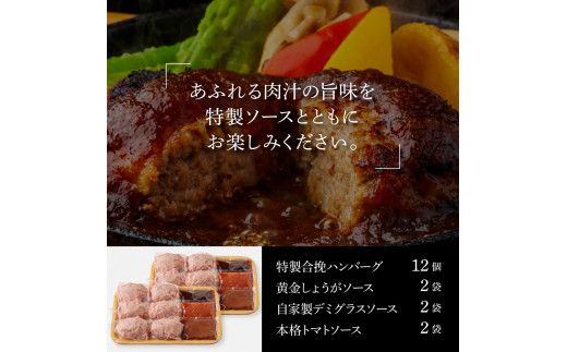 【CF-R7hbk】CDM013　食べ比べ！老舗レストランの国産牛・美鮮豚ハンバーグ130g×12ケ＋ソース3種各2袋 ハンバーグ セット 25000円 トマトソース デミグラス 牛肉 豚肉 和牛 美味しい おいしい 小分けパック 個包装 冷凍 故郷納税 