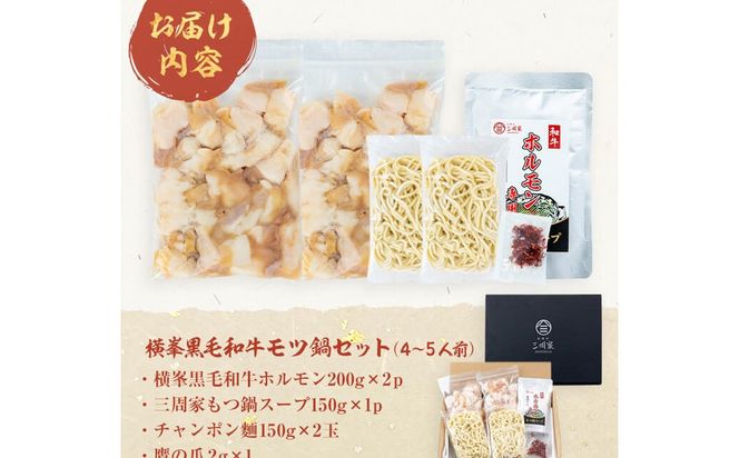 月間25セット限定！【数量限定】鹿児島県志布志市産横峯黒毛和牛のモツ鍋セット(4～5人前) a3-211