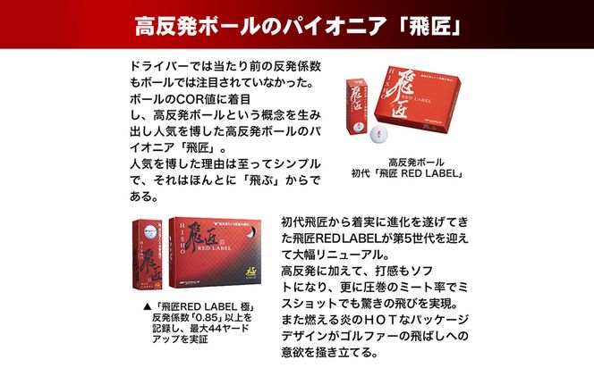 ワークスゴルフ「飛匠レッドラベル極」イエロー ２０２３年モデル  [ゴルフボール]