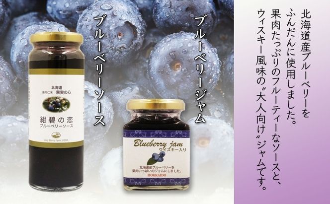 無地熨斗 北海道産 ブルーベリーソース 1本 ブルーベリージャム 2個 セット ジャム瓶 ブルーベリー 詰め合わせ のし付き フルーツ 果物 自然農園 お取り寄せ ギフト 贈り物 産地直送 のし 北海道 仁木町 