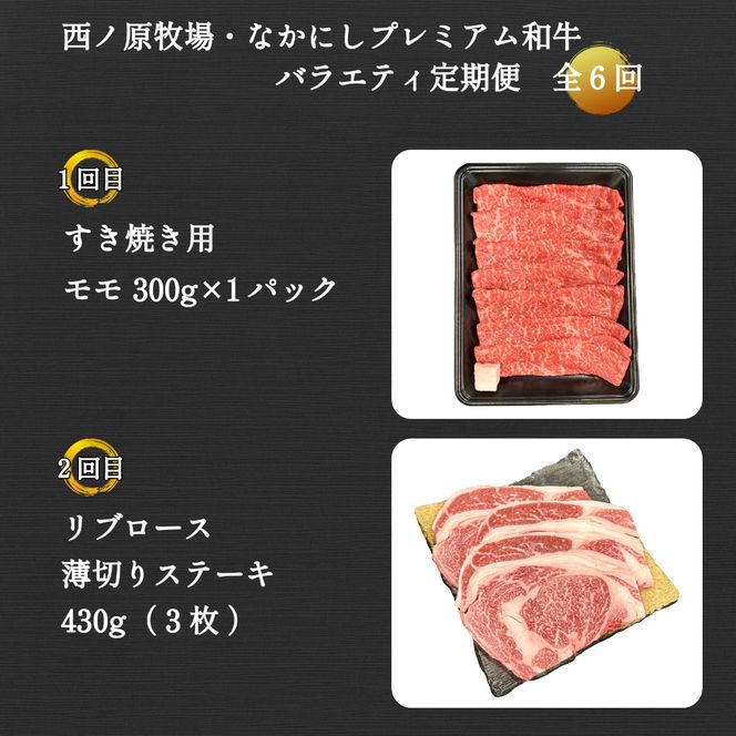 【定期便 全6回】宮崎県西ノ原牧場・なかにしプレミアム和牛バラエティ定期便（牛肉 黒毛和牛 すき焼き しゃぶしゃぶ モモ 定期便 A4 A5）