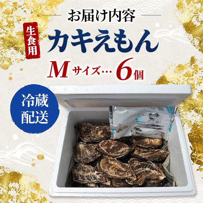 牡蠣 厚岸のブランド牡蠣 生食用 カキえもん Mサイズ 6個  [ 魚貝類 海鮮 海のミルク 国産 生食用殻付き牡蠣 まろやか クリーミー 食べやすい品種 海の香り 牡蠣の酒蒸し 焼き牡蠣  ]