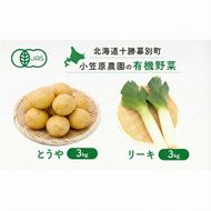 小笠原農園の有機野菜 2種詰合せ（とうや3kg・リーキ3kg）北海道 十勝 幕別《2026年秋出荷先行予約》【 野菜 芋 じゃがいも とうや ねぎ ネギ ポロネギ リーキ セット 】 
