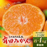＼光センサー選別／こだわりの完熟有田みかん 4kg＋150g(傷み補償分) 【ご家庭用】サイズ混合 有機質肥料100%｜ みかん 有田みかん 温州みかん ミカン 温州ミカン 柑橘 温州 甘い コク 産地直送
