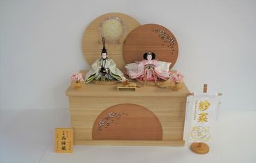 【収納飾りセット“山型重ね”】人形作り40年 “平安天鳳”作 京都西陣織 みやび 薄花桜 手作り ひな祭り 木製 今どき かわいい おしゃれ モダン　H067-144