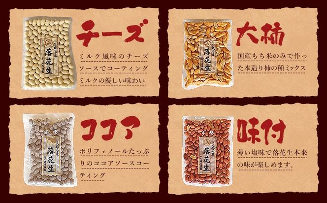 【水川商店謹製】ピーナツ豆菓子 4種 セット 大柿 ココア チーズ 味付き 株式会社TMO結城《30日以内に出荷予定(土日祝除く)》 茨城県 結城市 おつまみ つまみ 柿ピー おやつ 詰合せ 豆類---yuki_tmo_3_4s---