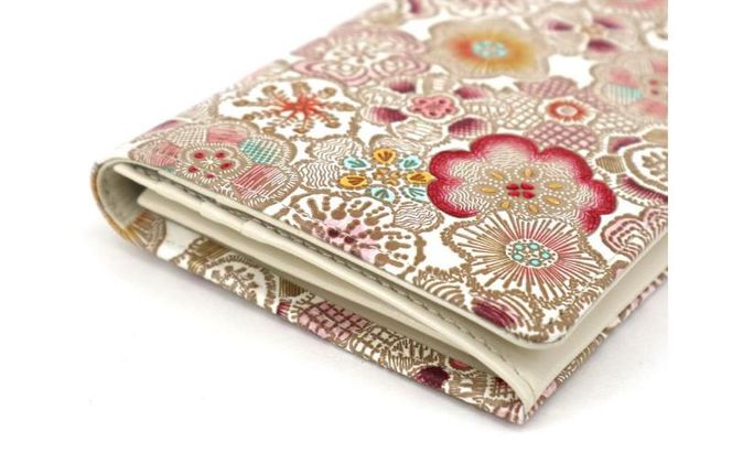 【文庫屋大関】束入れ 春らんまん＜茜＞【皮革工芸品】 財布 お札 お札入れ 長財布 カード 小銭 牛革 手作り 日本製 墨田区 東京都