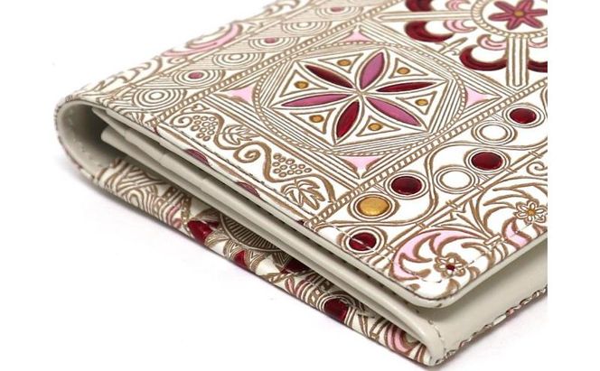 【文庫屋大関】束入れ 錦紗＜ピンク＞【皮革工芸品】 財布 お札 お札入れ 長財布 カード 小銭 牛革 手作り 日本製 墨田区 東京都