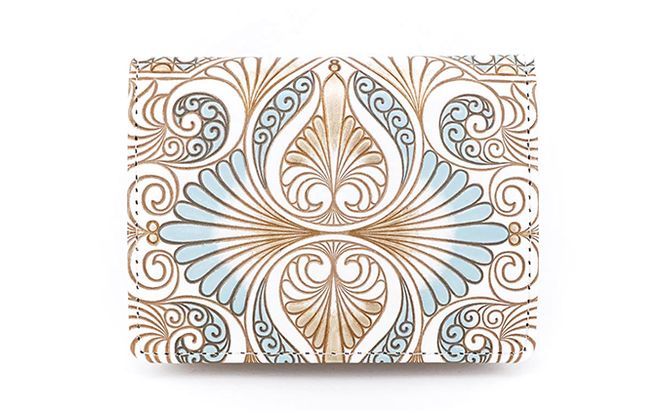 【文庫屋大関】箱まち小銭入れ　ロカイユ＜ブルーグレー＞【皮革工芸品】 ファッション小物 財布 民芸品 