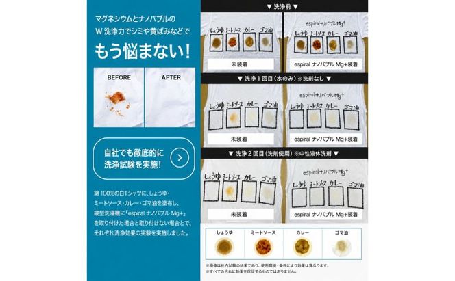 【日本製】洗濯機アダプター『espiralナノバブルMg+』　洗濯の常識を水から変える マグネシウム×ナノバブル Wの洗浄力 日本製 皮脂汚れ・加齢臭・部屋干し臭カット 洗濯槽キレイ 東京都 墨田区