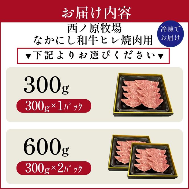 宮崎県西ノ原牧場・なかにし和牛ヒレ焼肉用 600g（ヒレ 赤身 牛肉 肉 黒毛和牛 お肉 焼肉 BBQ なかにし和牛）