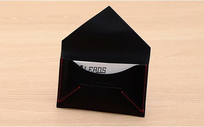 牛革 レター型名刺入れ ブラック | 本革 レザー 革製品 カードケース ビジネス 男女兼用 メンズ レディース 革小物 日本製 北海道 滝川市