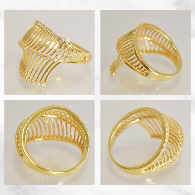 K18YG イエローゴールド　ラインボリューム　ダイヤ0.35ｃｔリング　管理番号414132 218-265-yg