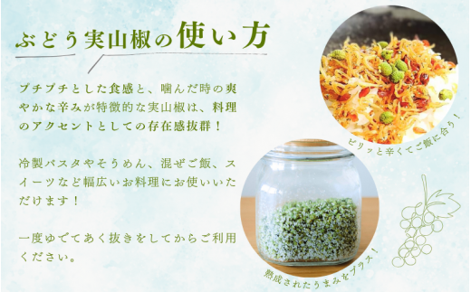 冷凍 ぶどう 生実山椒 500g / 山椒 さんしょう 香辛料 調味料 薬味 冷凍 ぶどう山椒 生山椒 和歌山県 紀美野町 生実山椒【twn006B】