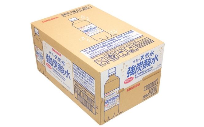 炭酸水 サンガリア 伊賀の天然水 強炭酸水2ケース（500ml×48本） 【igge0001】