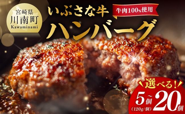 ※内容量が選べる※【川南町産】ブランド和牛 いぶさな牛ハンバーグ120g 【 宮崎県産 牛 ハンバーグ 黒毛和牛 】[B05301 D05301 D05302]