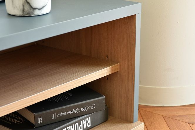 ロモ 107 ローボード GR【グリーン 完成品 くすみカラー テレビ台 おしゃれ アクセント家具】(H062405)