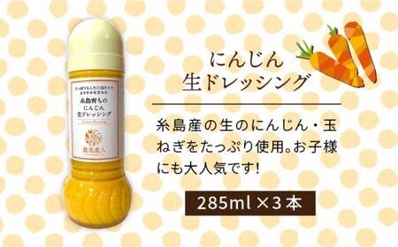 農香美人オリジナル にんじん 生ドレッシング（285ml）×3本セット【農香美人】[AAG007]