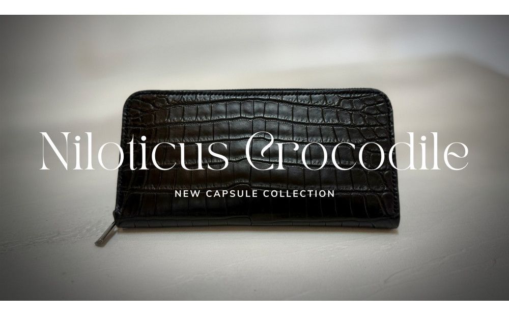 [極上]クロコダイルラウンドファスナー長財布 マットBLK 304018_AX19