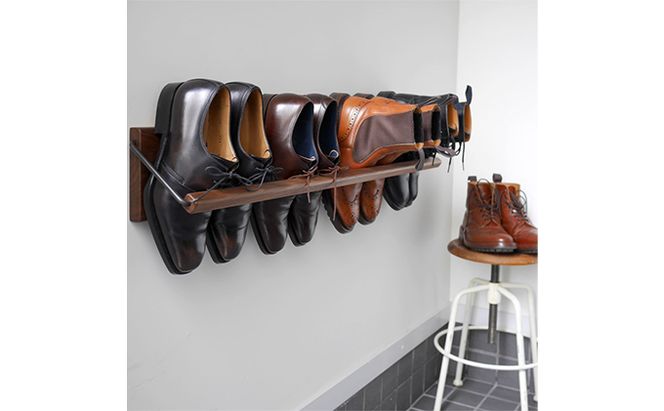 Sneaker wall スニーカーウォール  SW-900WN ウォールナット（おおよそ4足収納 ウォルナット無垢材 壁掛け 木製 シューズラック スリッパラック）【配達不可：沖縄・離島】 雑貨 日用品 家具 