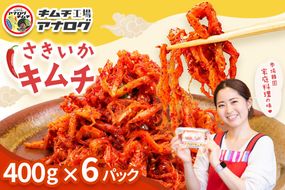 熟成秘伝のさきいかキムチ(400g×6パック)【本格いかキムチ 国産素材 発酵グルメ 手作り風 ご飯のお供 お酒のお供 食べきりサイズ 九州産 ご当地グルメ 秘伝タレ 熟成海鮮キムチ やみつき】(H104243)