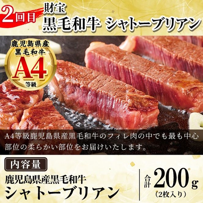 a969 ＜コラボ定期便！選べる配送回数＞姶良市おすすめ！ステーキ肉定期便(全3回・全6回)【水迫畜産・財宝】姶良市 コラボ こらぼ 国産 鹿児島産 お肉 肉 牛肉 ステーキ 冷凍 ランプ シャトーブリアン サーロイン